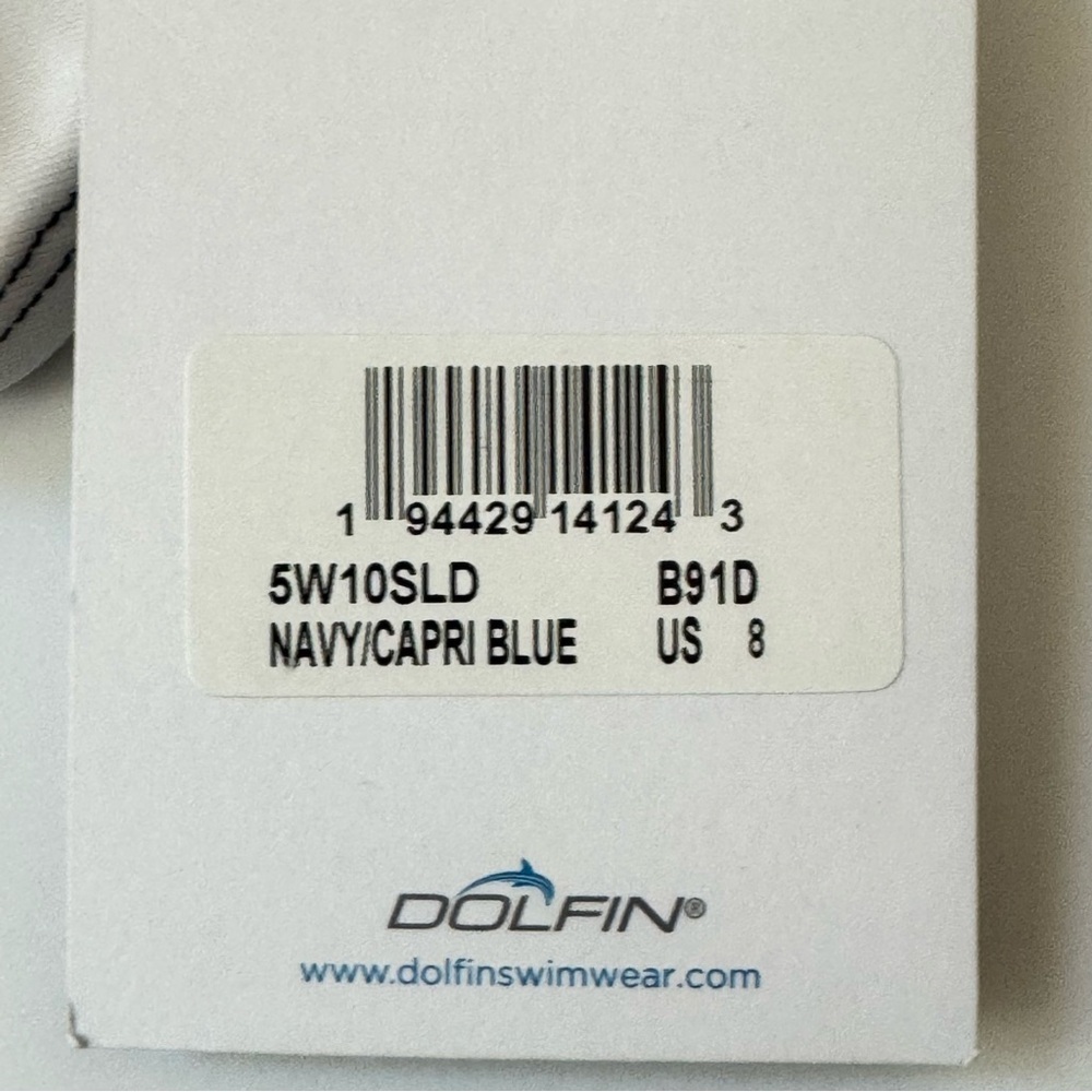 NWT DOLPHIN Aquashape Wrap Front One Piece Swimsuit Navy Capri Blue Size 8 - Picture 8 of 16